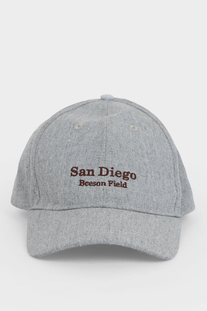 DeFacto Grey Man Man Embroidered Linen Blend Cap Casual - Image 5